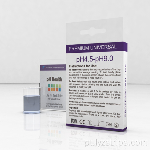 Tiras de teste de pH de urina e saliva